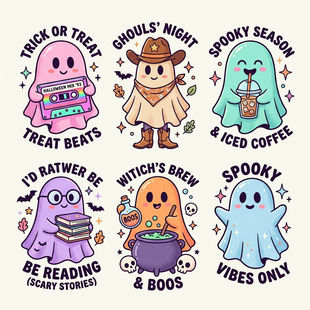 Trending US Slogans, Retro Ghost & Whimsical Halloween Streetwear