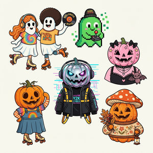 Retro Disco, Pixel Y2K & Cottagecore Cute Halloween Aesthetics