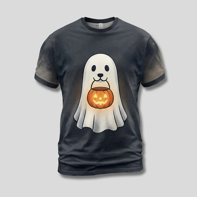Spooky Ghost Dog Trick Or Treat Aop Tshirt