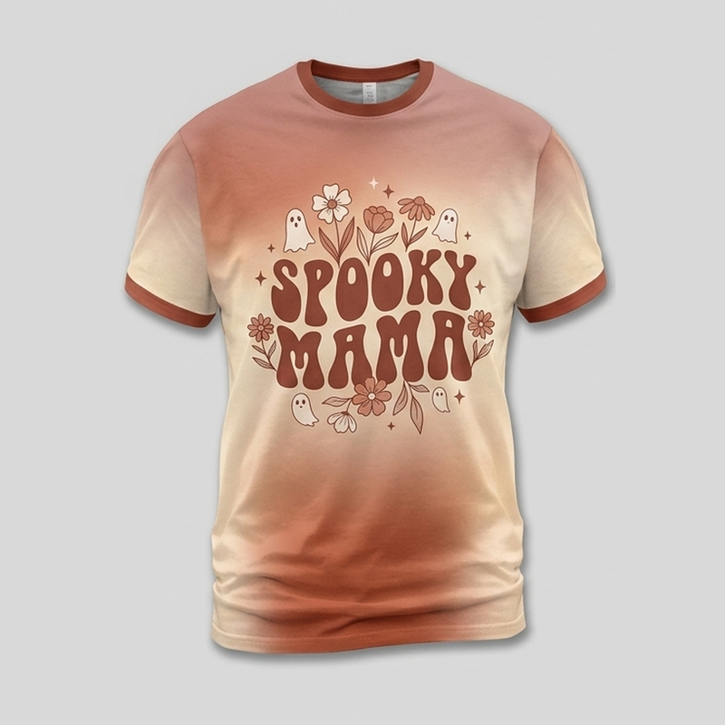 Spooky Mama Vintage Floral Typography Aop Tshirt