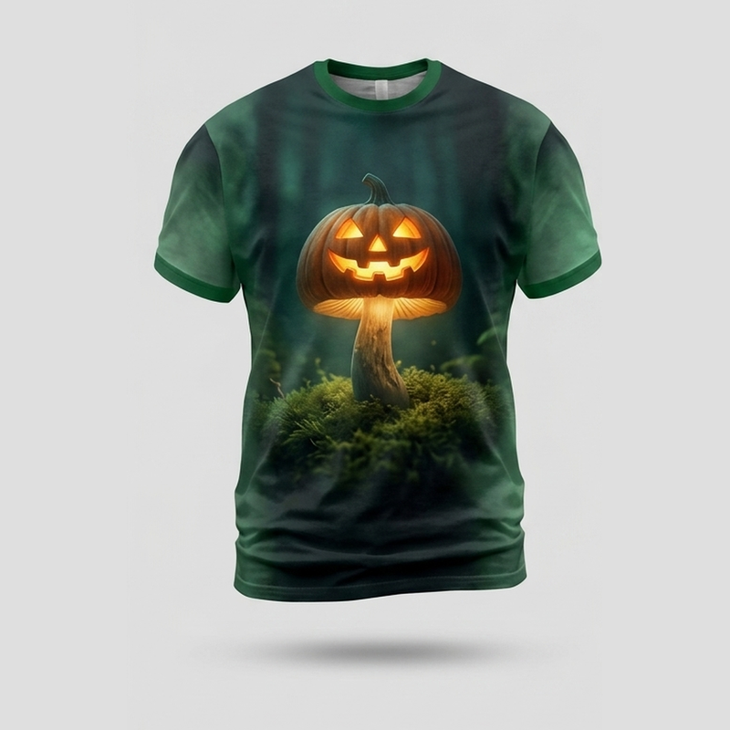 Cottagecore Spooky Mushroom Jack O Lantern Aop Tshirt