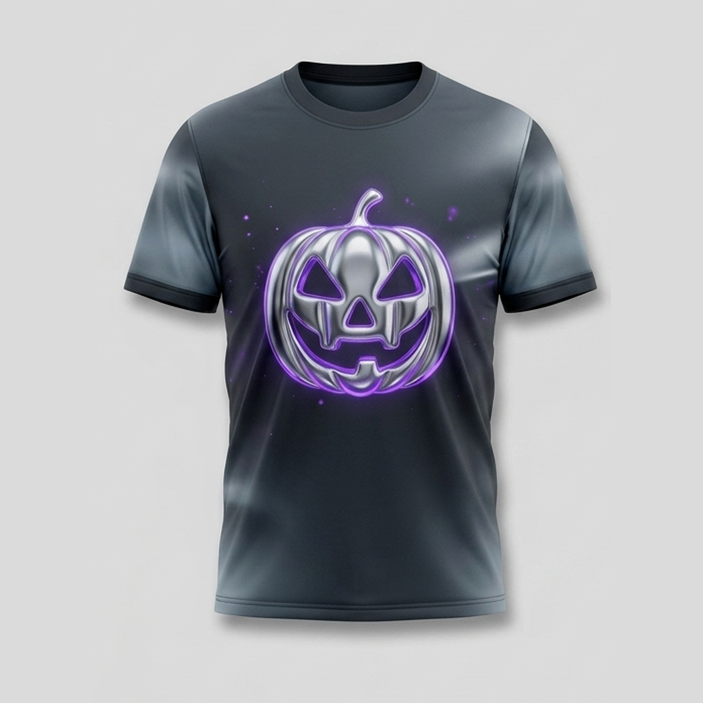 Y2k Metallic Chrome Cyberpunk Pumpkin Aop Tshirt