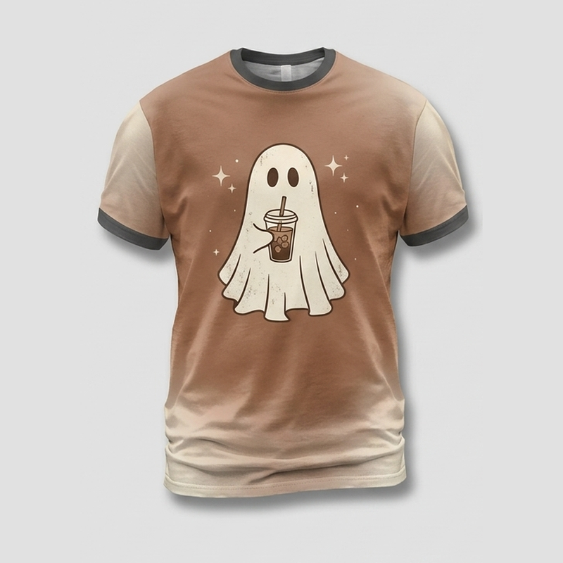 Vintage Iced Coffee Ghost Cold Brew Aop Tshirt
