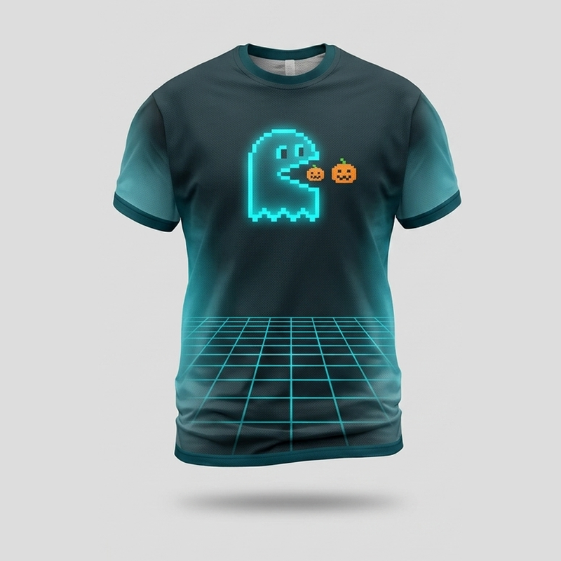 Groovy Retro 8bit Pixel Ghost Aop Tshirt