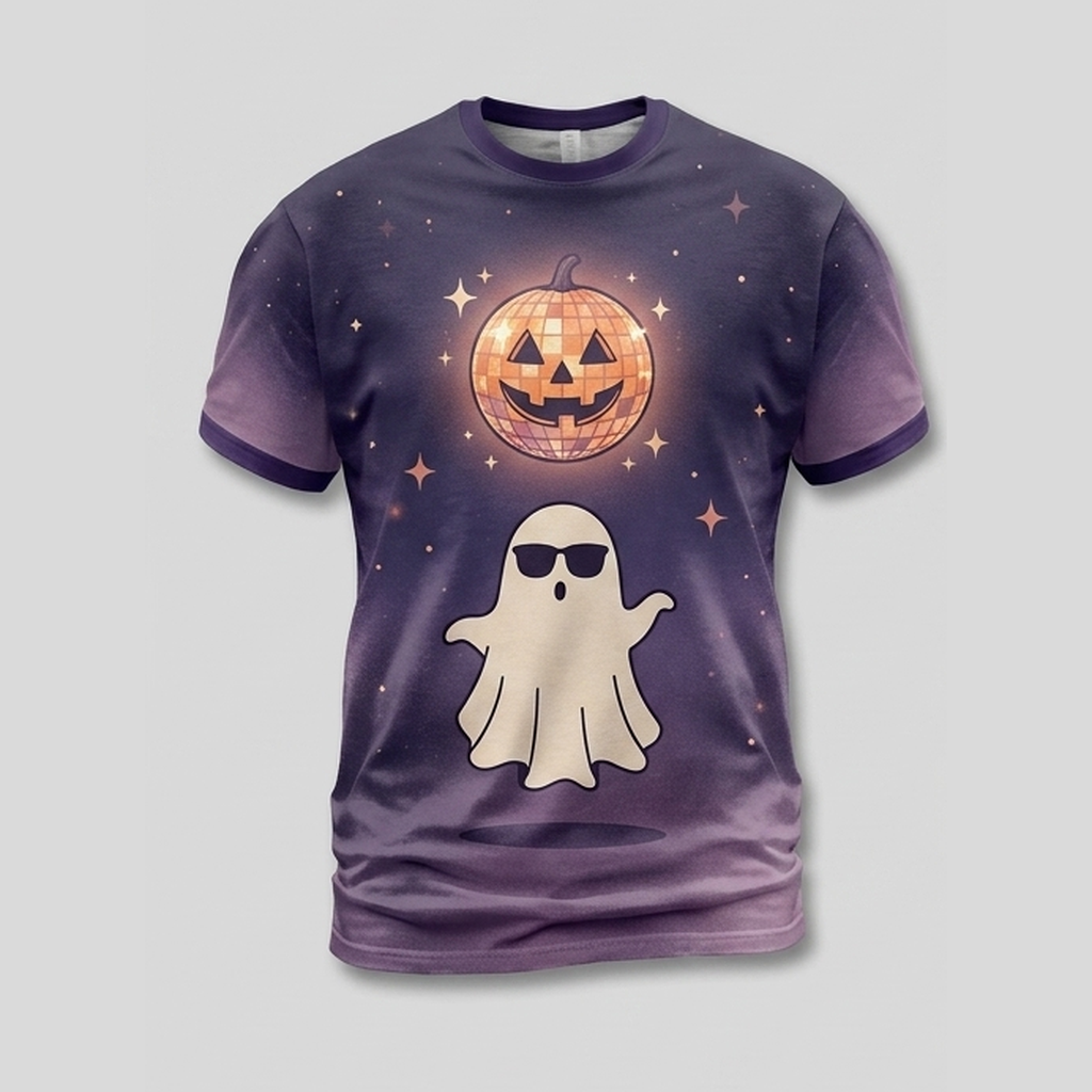 Vintage 70s Roller Disco Ghost Aop Tshirt