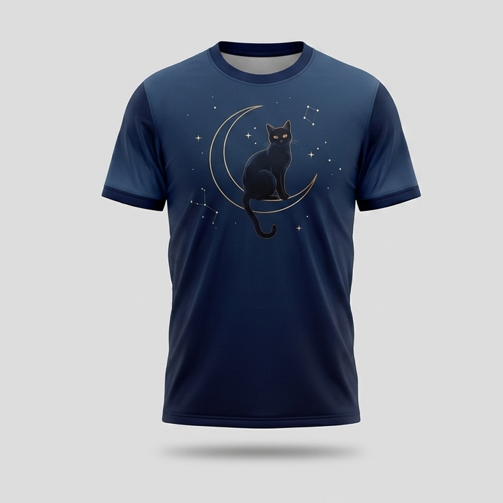 Mystical Celestial Black Cat Tarot Aop Tshirt
